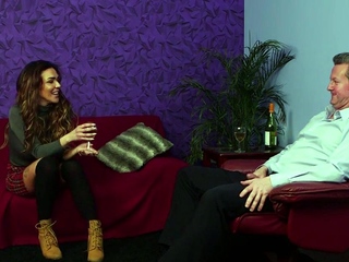 Stunning voyeur watching guy jerking