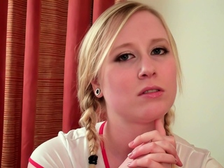 Willing and cute nurse helps bring an older patient off