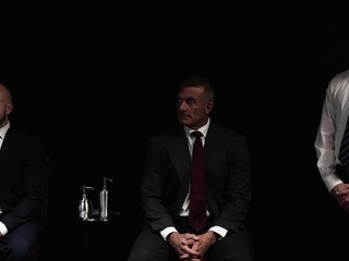 Innocent Logan Cross fucked raw by suited DILFs