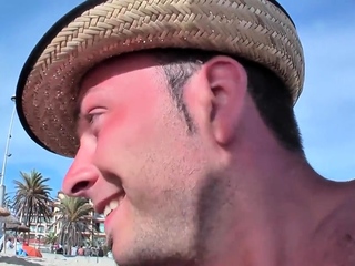 Two blonde sluts seduced into a threesome on the beach