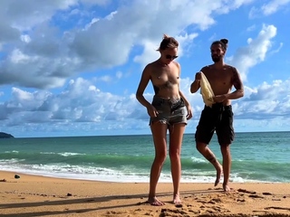 Enjoying the beach in the nude with hubby