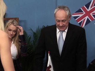 Hot British secretary gets dual invasion in the office, NSFW