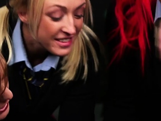 Stunning CFNM babes cocksucking stud