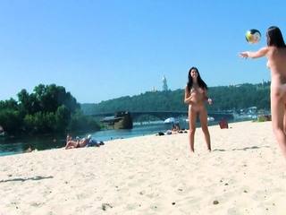 Hot nudist girl filmed by a voyeur with a hidden camera